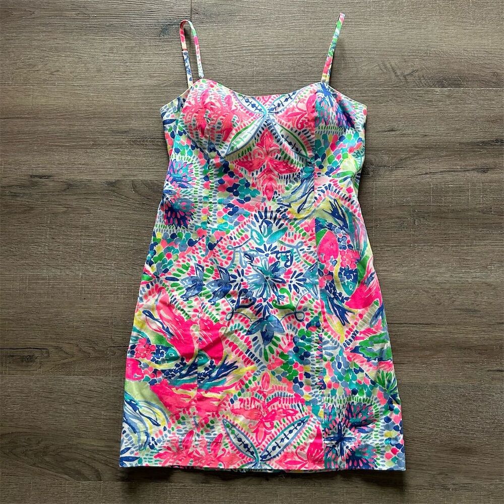 Lilly Pulitzer Women's Shift Dress Size 2 Multicolor Floral Summer Casual